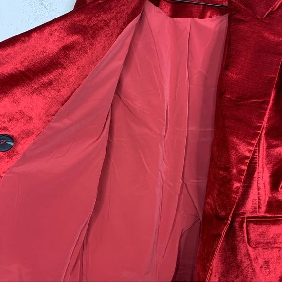 Free People Ashby Velour Celvet Red Oversize Byttin Blazer Jacket NWT Size M - Picture 4 of 10